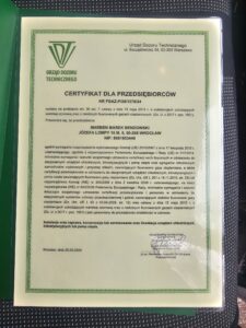 Certyfikat Przedsiębiorstwa F-GAZ FGAZ dla Marben Marek Bendowski